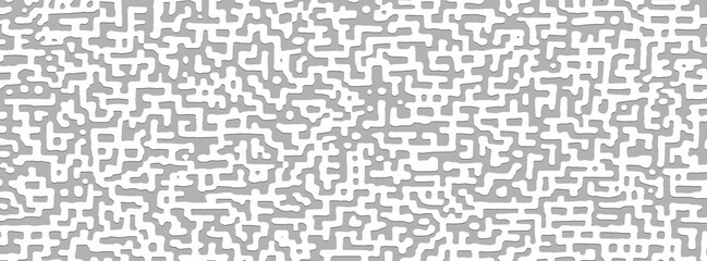 Labyrinth pattern. Connections, intelligence, white and grey, texture, mental. Convoluted, chaos, mesmerizing. Banner, wallpaper, copy space.