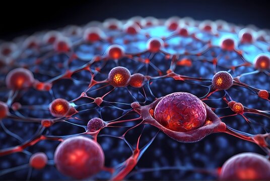 3d illustration of Human cell or Embryonic stem cell under microscope
