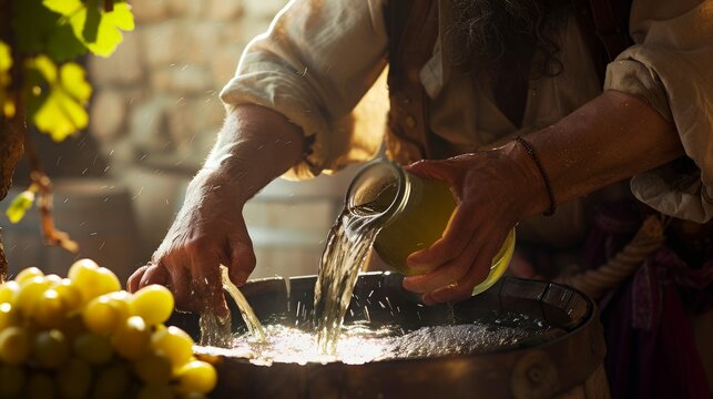 Water changed into wine, the miracle of Jesus