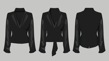 Black long sleeve blouse jacket template. Vector il