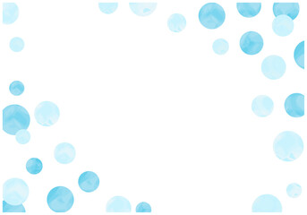 手描きの水彩水玉フレーム背景4水色