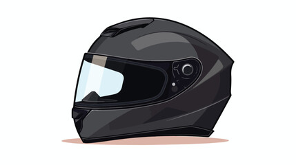 Black motorcycle helmet on a white background 2d fl