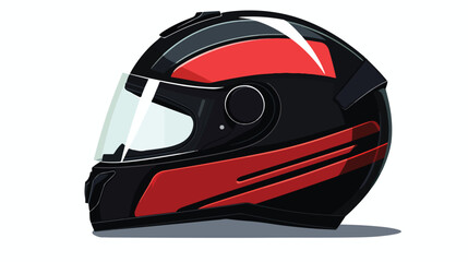 Black motorcycle helmet with strips on a white back