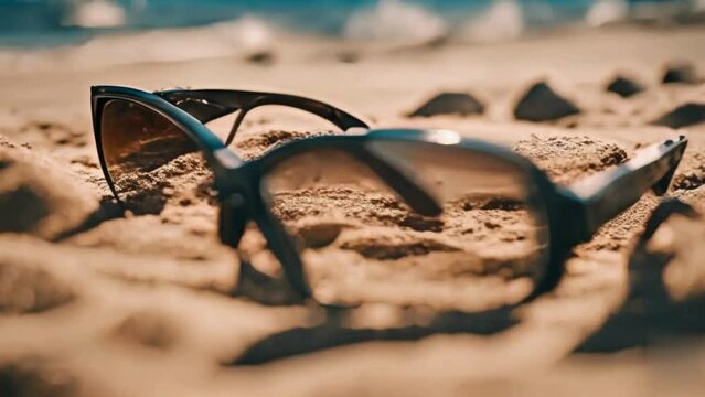glasses on the beach