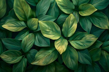 Vibrant Green Leaves Pattern, Nature Inspired Minimalist Art. Concept Nature-Inspired Art, Green Leaves Pattern, Minimalist Design