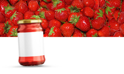 Strawberry Jam Jar Mockup with Blank Label