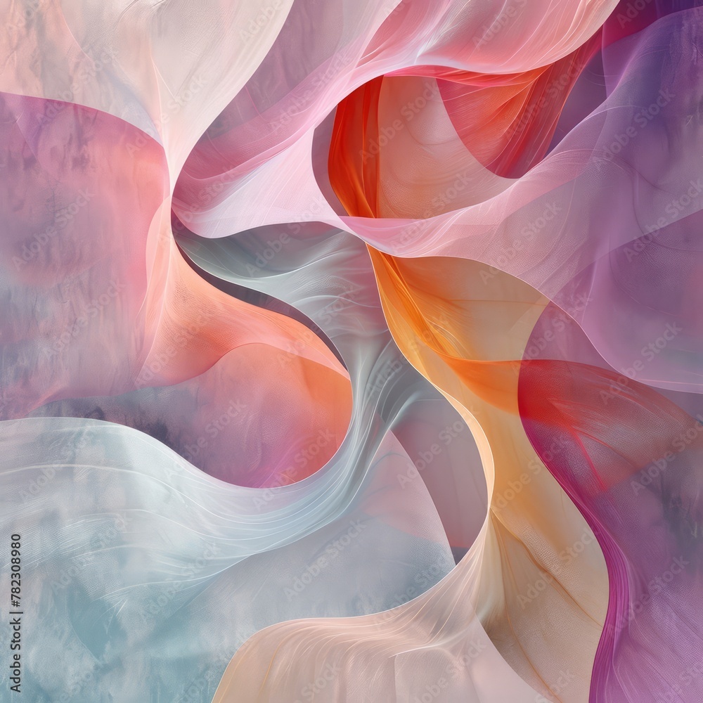 Poster a colorful abstract painting with a pink and orange swirl. the painting is full of vibrant colors an