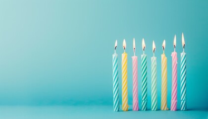 Blue backdrop with birthday candles