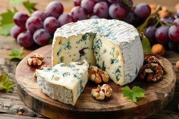 Blue cheese grapes nuts - obrazy, fototapety, plakaty