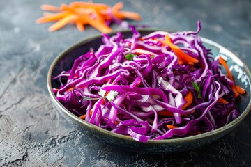Bowl of red cabbage and carrot salad