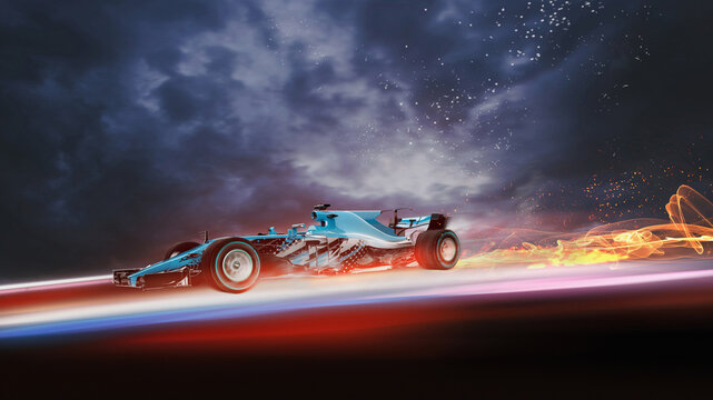 High-Speed futuristic race car- 3d illustration, 3d render