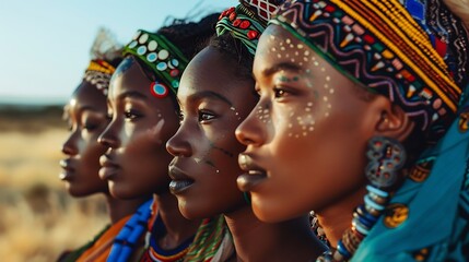 Women of Botswana. Women of the World. A group of women adorned in traditional African attire posing elegantly against a natural backdrop.  #wotw