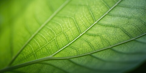 Obraz premium The close-up of leaf texture in green abstract nature background with a soft focus. Exuberant image. generative ai