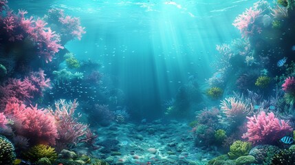 Fototapeta na wymiar Serene Underwater Landscape Backdrop Generative AI