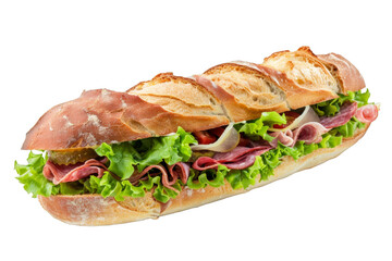 Classic Sub Sandwich With Meat, Lettuce, and Cheese