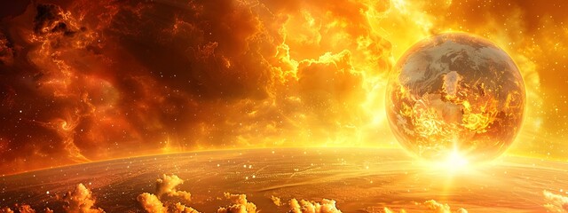 Global boiling, climate change, planet earth on fire