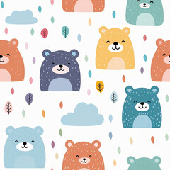 Seamless pattern with bears. 
