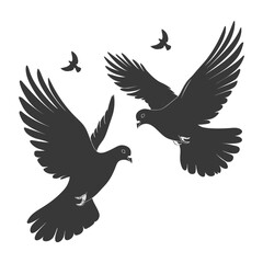 Obraz premium Silhouette dove bird animal fly couple pigeon black color only