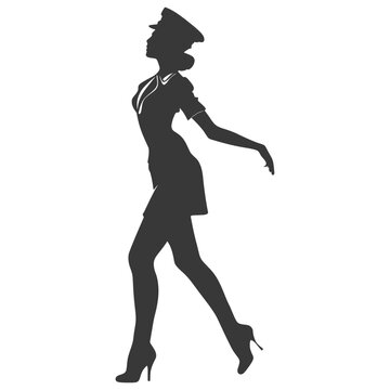 recommend clip art: Silhouette flight attendant in action full body black color only