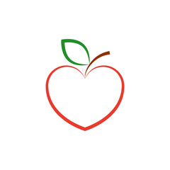 Apple fruit in the shape of a heart. Vector on white background.