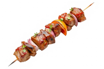 Close-Up of Shashlik Skewer on White Background