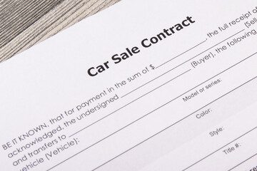 Form of car sale agreement. Sales, purchases new or used vehicle