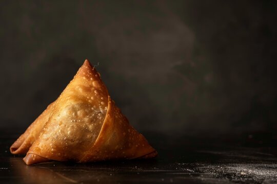 Eat black background samosa
