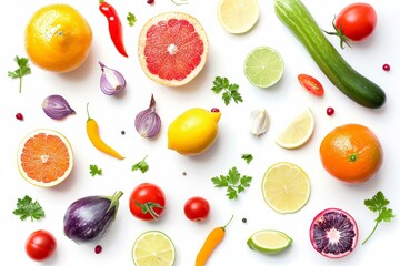 Fresh produce on white background