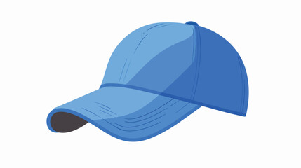 Blue baseball cap icon. Flat illustration of blue b