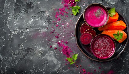 Freshly made beet juice with carrot - Powered by Adobe