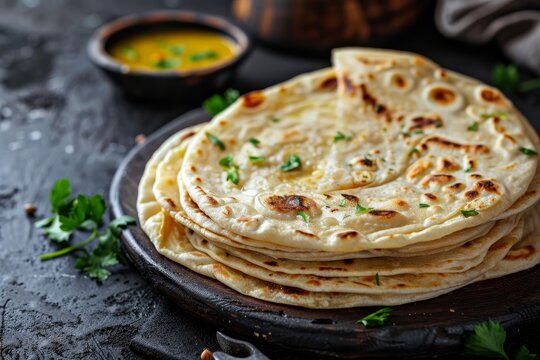 Freshly made Indian Paratha bread ready to be eaten