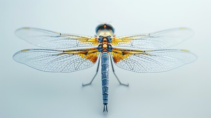 A beautiful dragonfly with blue and yellow markings on its wings. - Powered by Adobe