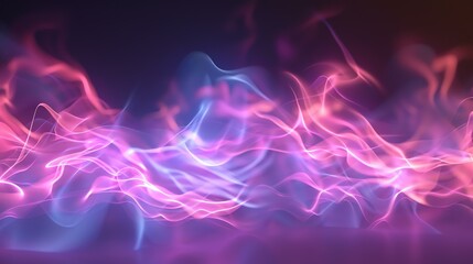 Abstract background of glowing pink and blue flowing waves.