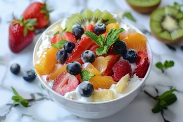 Fruit salad with yogurt