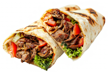 Close Up of a Burrito With Meat and Vegetables