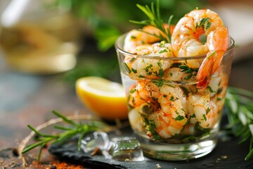 Grilled tiger shrimp appetizer with seasonings