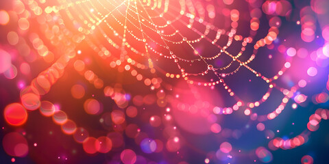 Vibrant spider web with bright light effects transparent background