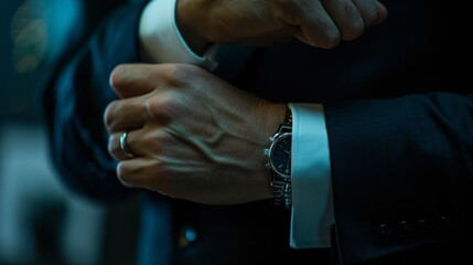 A businessman adjusts his cufflinks. - Powered by Adobe