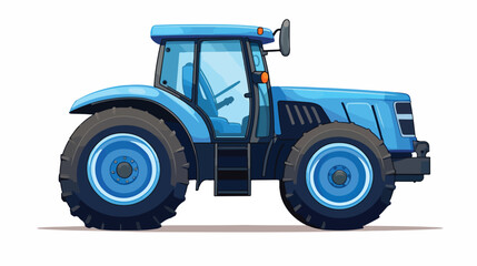 Blue tractor a side view on white background 2d fla