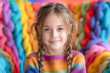 Fototapeta premium Cheerful child with colorful background