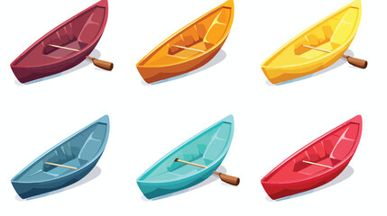 Boat with paddle icons set rhombus in different col