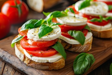 Italian sandwiches with tomatoes mozzarella and basil