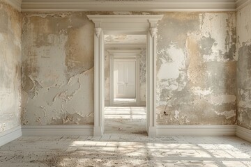 Neglected room with peeling paint