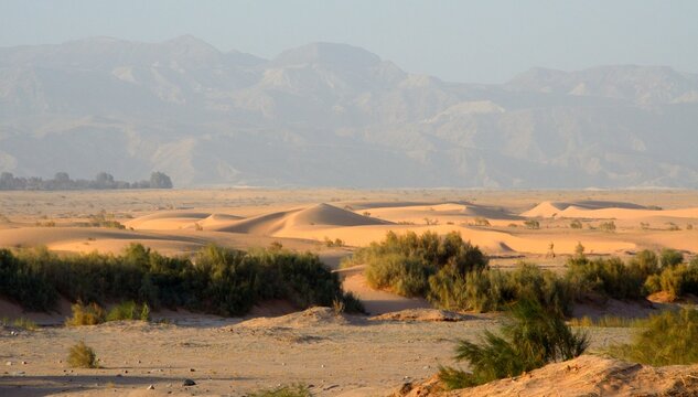 Desierto de Wadi Araba en Jordania, junto a la frontera con Palestina