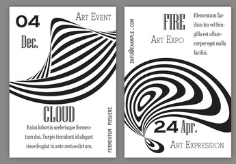 Flyer Template Black White Striped Abstract Round Shape