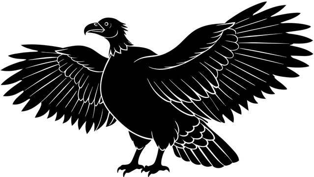 black eagle with spread wings clip art preview