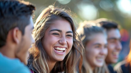 Joyful Young Adults Enjoying Outdoor Gathering at Sunset - Diversity and Friendship