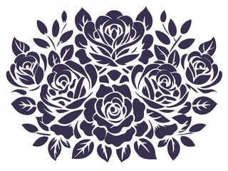 Retro old school roses for chicano tattoo outline. Monochrome line art, ink tattoo. Stylized vector illustration of a bouquet of roses in monochrome black and white