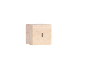 wooden cubes with the inscription I on a white isolated background close-up