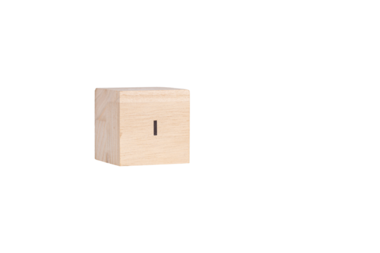 wooden cubes with the inscription I on a white isolated background close-up